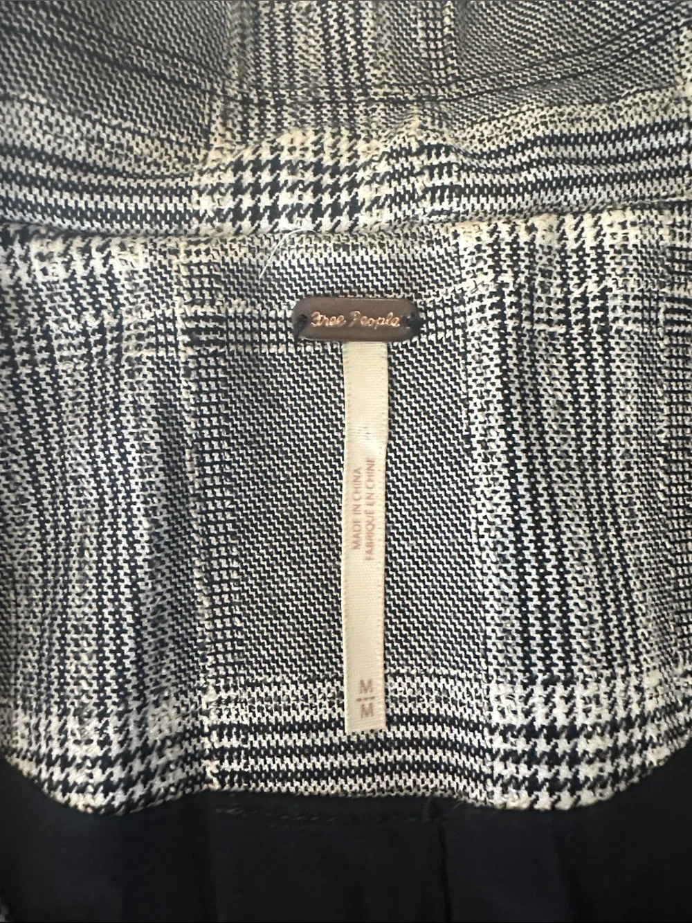 Free People Gray Plaid Double-Breasted Blazer